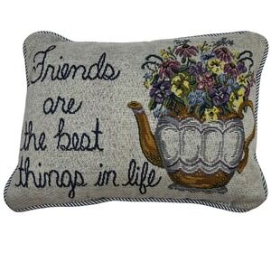 Fashion‎ Woven Tapestry Friends Floral Teapot Decorative Pillow Ticking Stripe